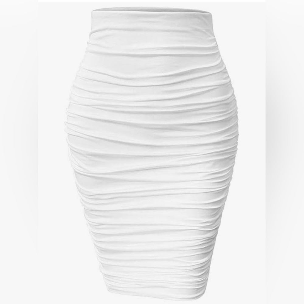 YMDUCH Women's Sexy Ruched Bodycon Elasticity Tight Casual Club Pencil Skirt L
